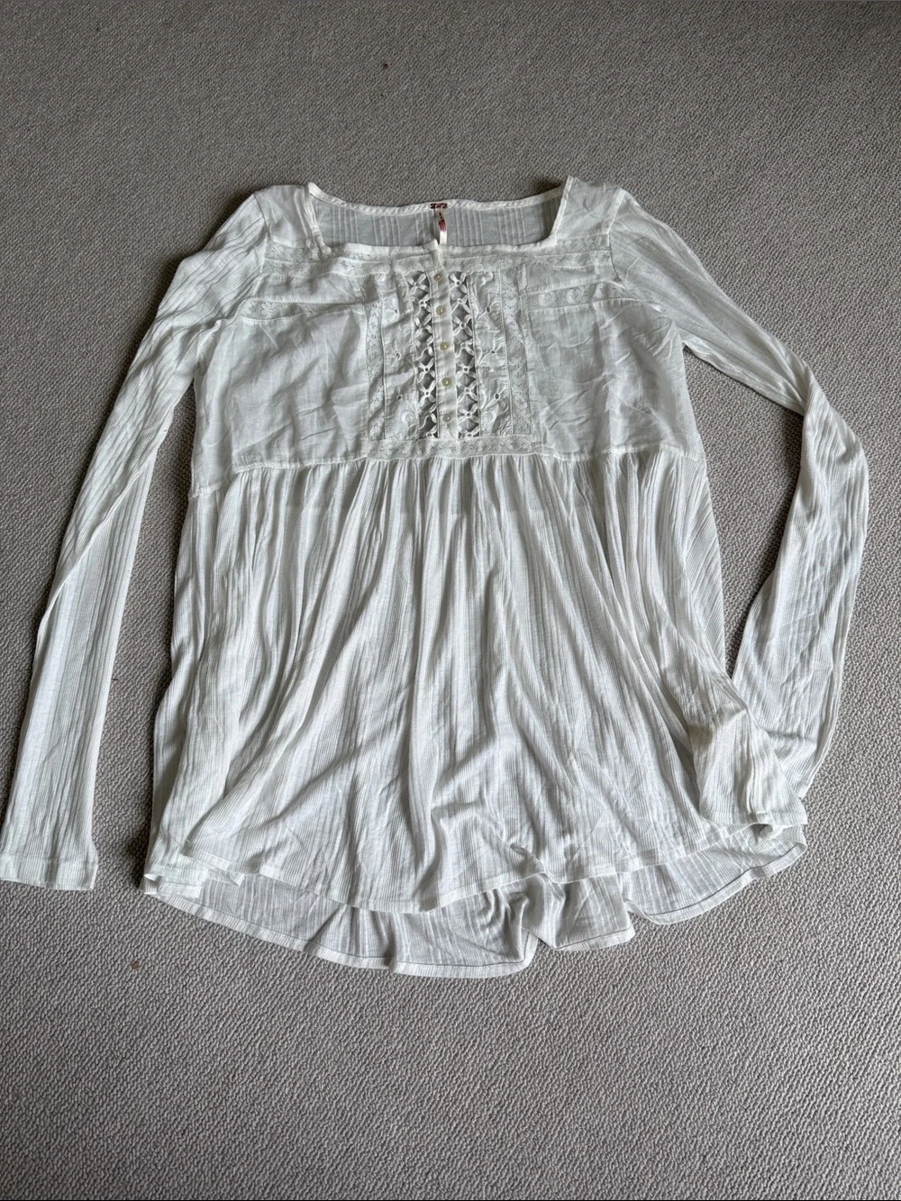 Free People Pretty Please Tunic Top /  Henley / lyrical lace tunic top NWOT